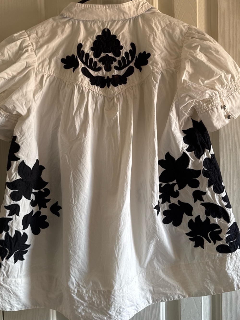 Anthropologie Puff-Sleeve Embroidered Swing Blouse - Picture 8 of 8